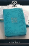KJV Large Print Thinline Bible  Teal with zipper Faux Leather